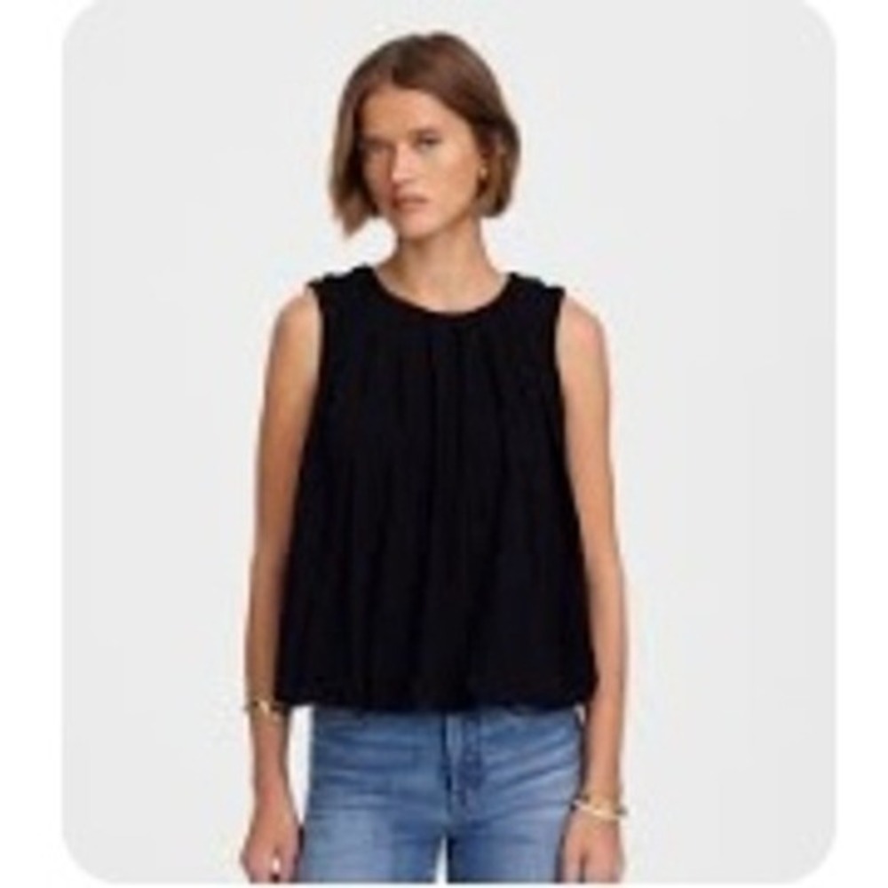 Madewell Top Womens 2XS Black Crew Neck Sleeveless Tank Bubble Top XXS‎ NU852
